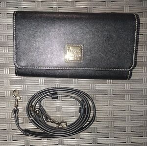 Dooney & Bourke Black Clutch with Gold Accents